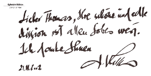 Brief von Ephraim Kishon