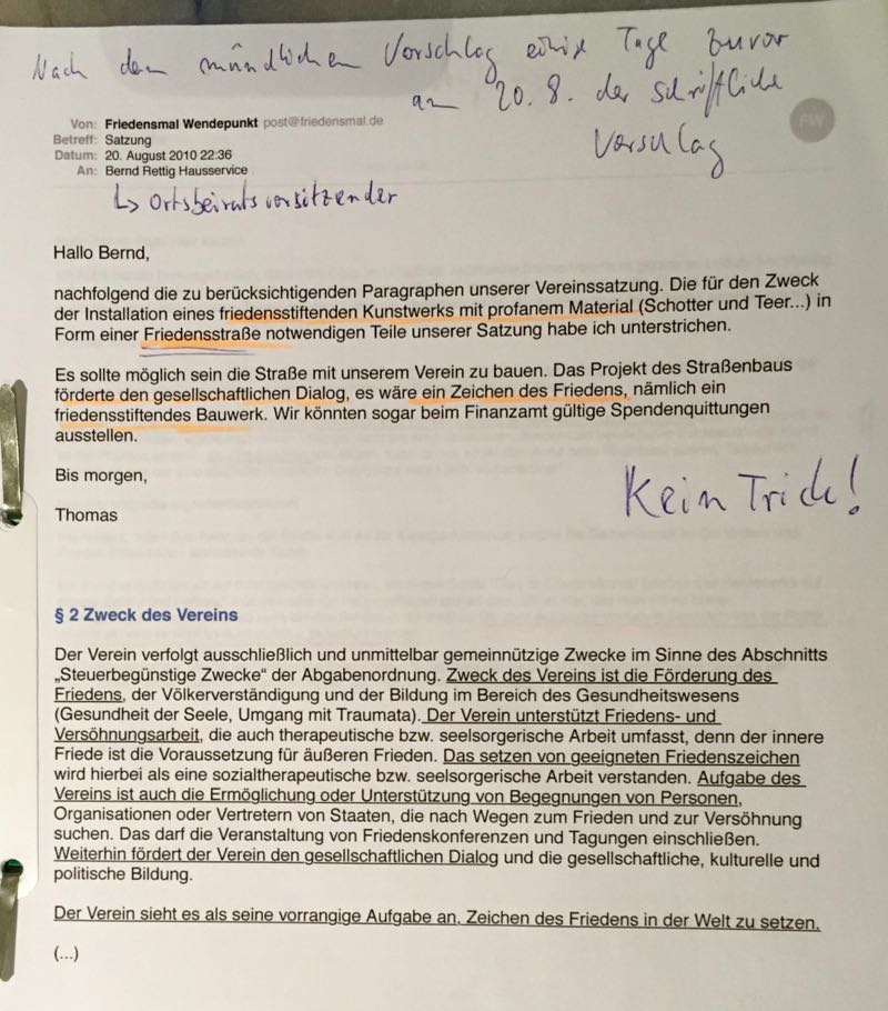 Straße des Friedens - Briefwechsel 1